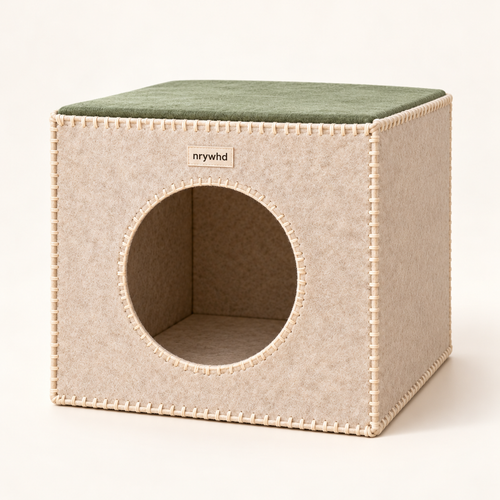 nrywhd Hideaway Felt Cat Cube — studio view